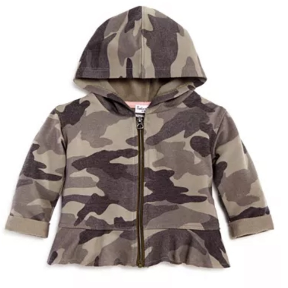 Baby Girl Infant SPLENDID Ruffle Camo Hoodie Zip Peplum Bloomingdale’s Toddler